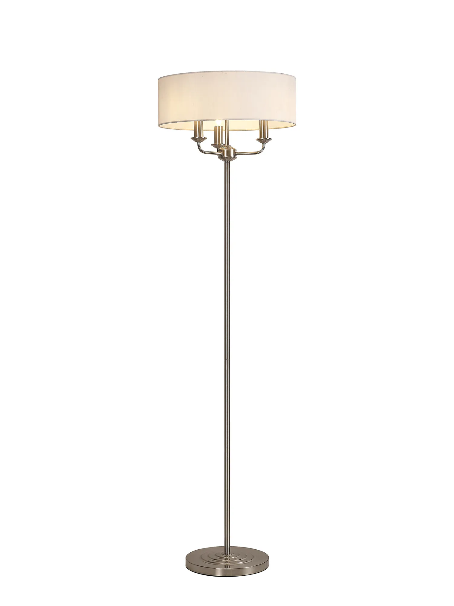 Banyan 45cm 3 Light Floor Lamp Satin Nickel, White